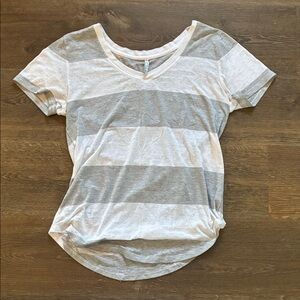 Z Supply Heathered Gray and White Striped Tee